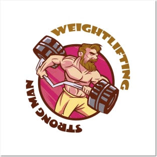 Weightlifting strong man Posters and Art